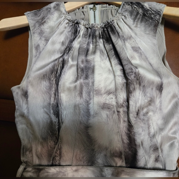 Dolce & Gabbana Satin Silk Feather Print Gray Midi Dress - Picture 9 of 16